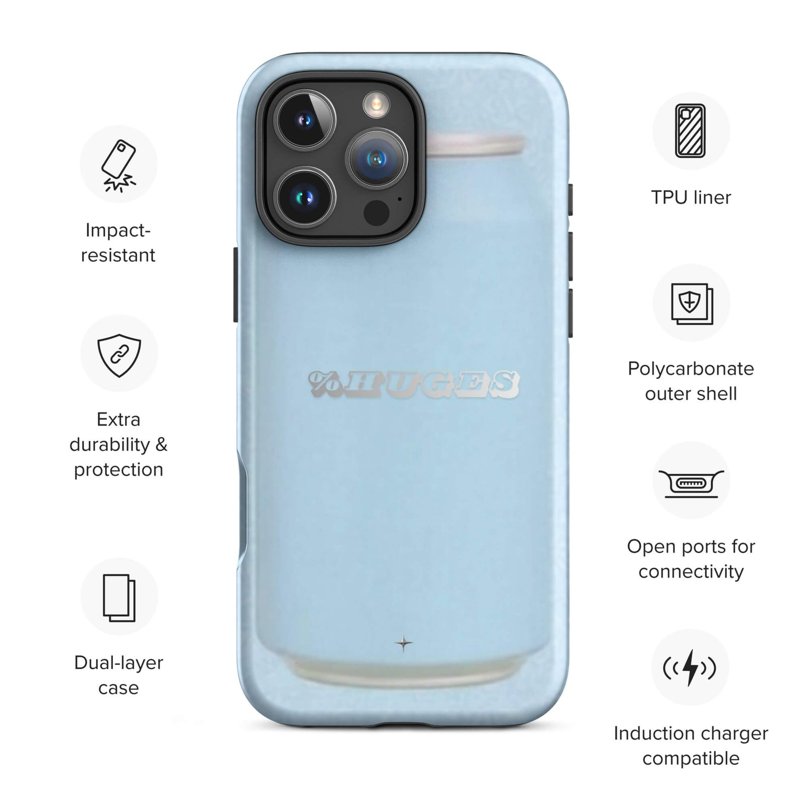 Sky Soda light blue tough iPhone case 16 pro max can aesthetic minimal pastel blue design case