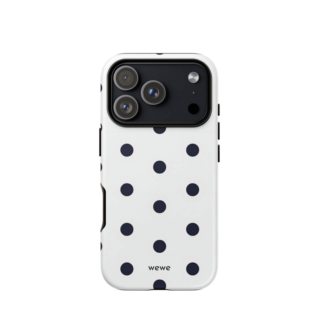 Custom black & white polka dot iphone case 17 pro modern fashion style.