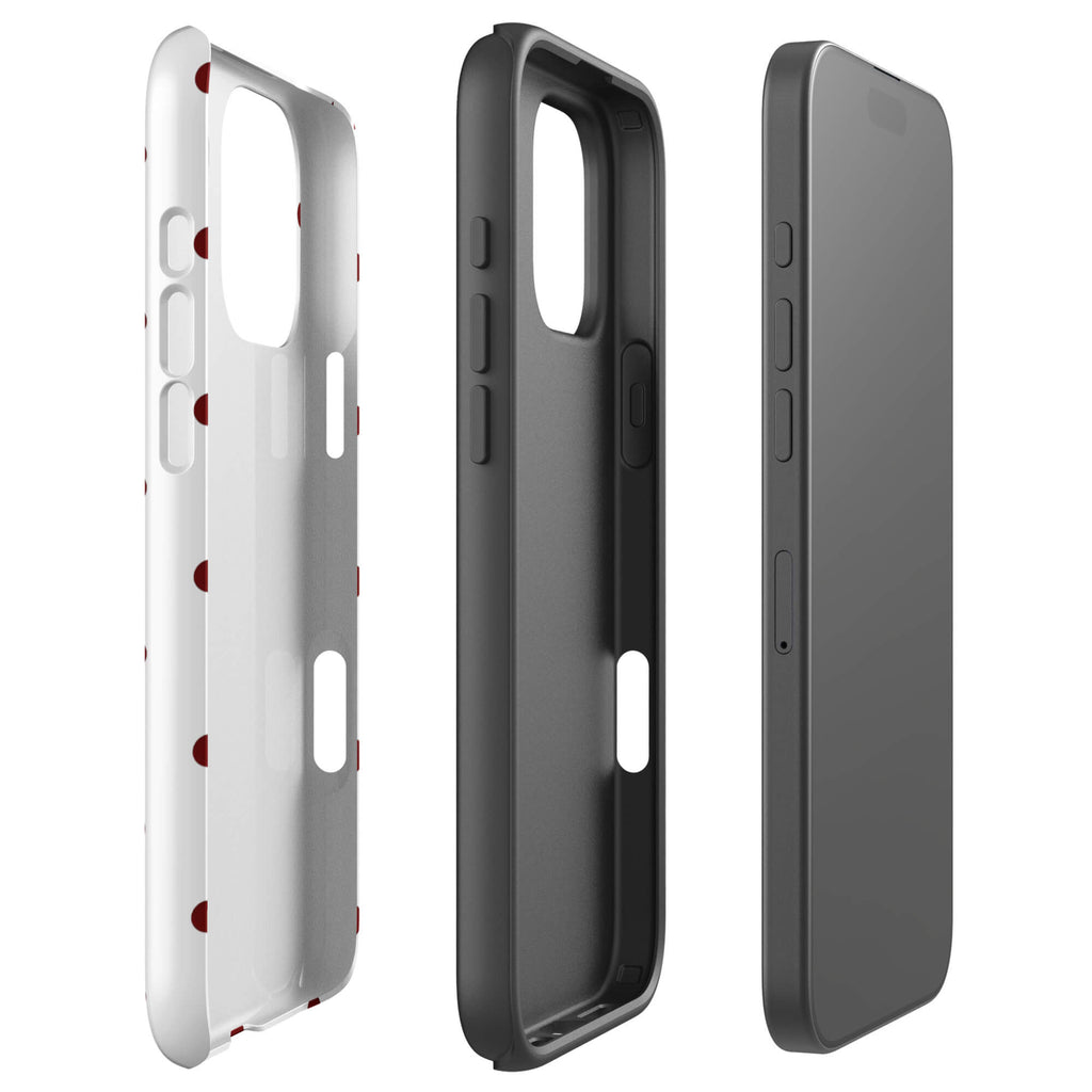 Custom red polka dot iphone case 16 pro max  dual-layer shockproof protection.