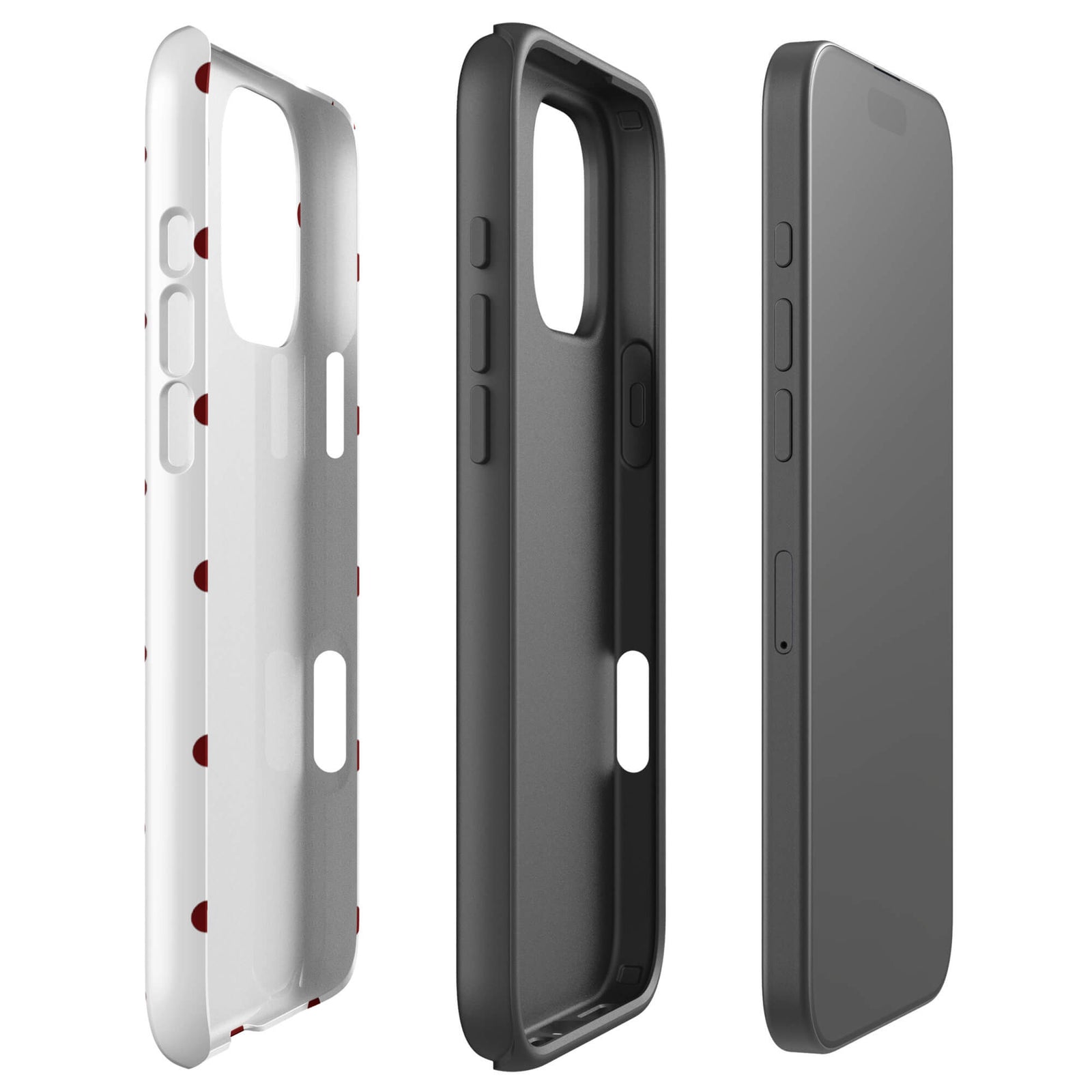 Custom red polka dot iphone case 16 pro max  dual-layer shockproof protection.