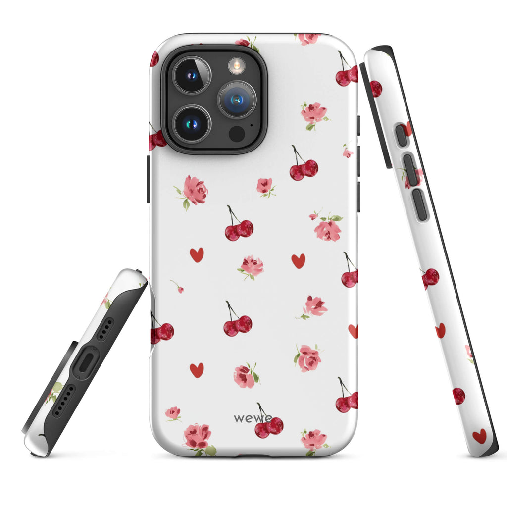 Custom cherry rose iphone case 16 pro max aesthetic.