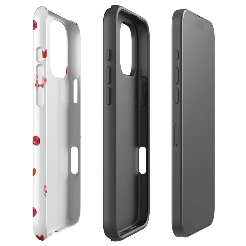 Custom cherry rose iphone case 16 pro max dual-layer shockproof protection.